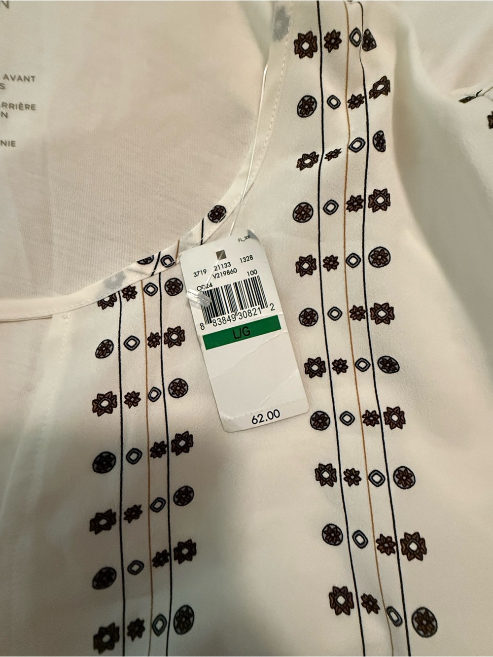 Van Heusen White Blouse with Black Dot-Stripe Pattern - Picture 6 of 8